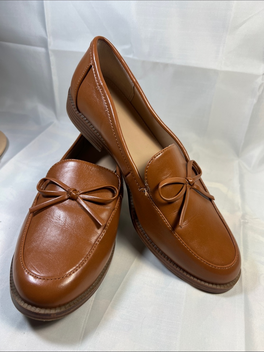 crown & ivy Women's Bow Loafers in Cognac